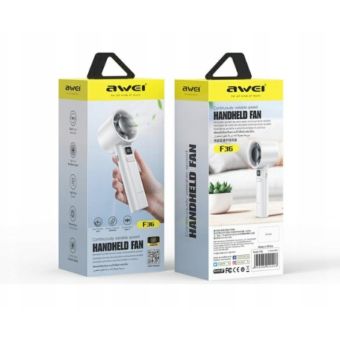 AWEI F36, ručný prenosný ventilátor, 2200mAh, biely