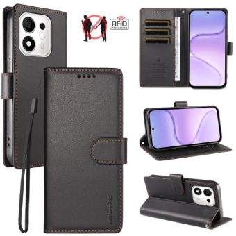 Obal Vegan PU Leather RFID Book Honor 600 Smart 5G čierny