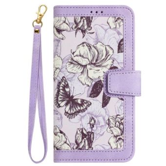 Obal Floral Book Honor 600 Smart 5G fialový