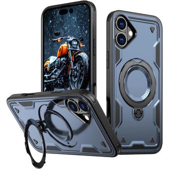Obal Hybrid Armor Ring MagSafe Apple iPhone 16 modrý
