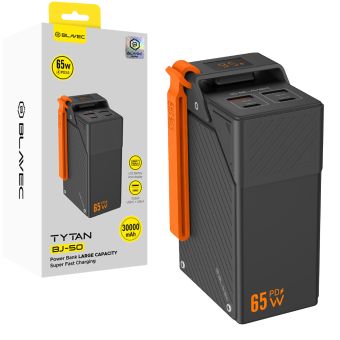 Blavec BJ-50 Tytan, powerbank 30000mAh 65W, 2xUSB-C, 2x USB-A, čierna
