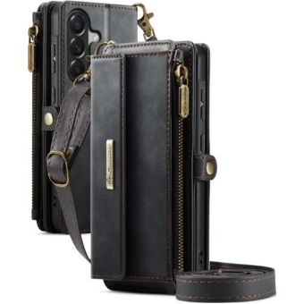 CaseME RFID Book Zipper Samsung A57 5G s popruhom - čierny