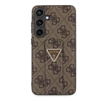 Guess PU Grip Stand 4G Strass Triangle Metal Logo Samsung Galaxy S24+ 5G S926 GUHCS24MPGS4TDW Brown