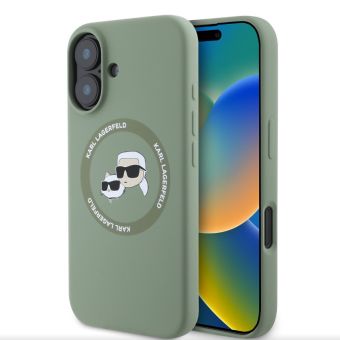 Karl Lagerfeld Liquid Silicone K&CH Heads MagSafe Apple iPhone 16 KLHMP16SSKCHTCA Kaki