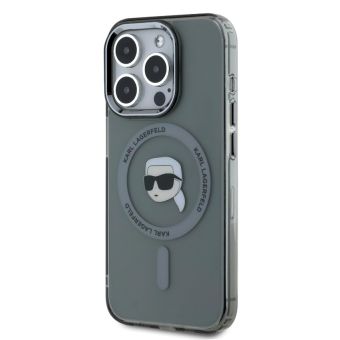 Karl Lagerfeld IML Karl Head Metal Frame MagSafe Apple iPhone 15 Pro KLHMP15LHLSKIK Black