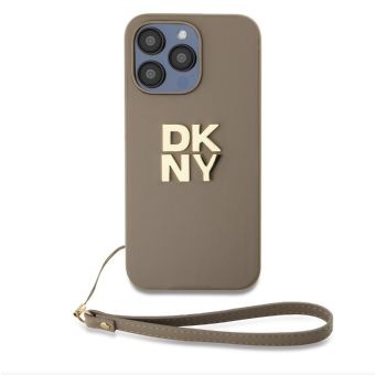 DKNY PU Leather Stack Logo Wrist Strap Apple iPhone 15 Pro DKHCP15LPBSWSE Beige