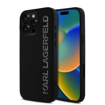 Karl Lagerfeld 3D Rubber Glitter Logo Apple iPhone 16 Pro Max KLHCP16XRBKGVCK Black