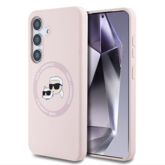 Karl Lagerfeld Liquid Silicone K&CH Heads MagSafe Samsung Galaxy S25+ 5G S936 KLHMS25MSKCHTCP Pink
