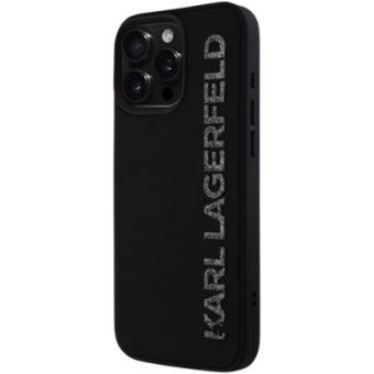 Karl Lagerfeld 3D Rubber Glitter Logo Apple iPhone 16 Pro Max KLHCP16XRBKGVCK Black