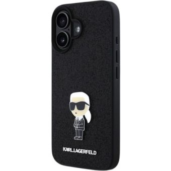 Karl Lagerfeld Fixed Glitter Metal Ikonik Apple iPhone 16 KLHCP16SGKNPSK Black