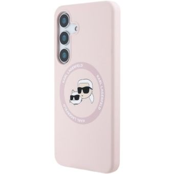 Karl Lagerfeld Liquid Silicone K&CH Heads MagSafe Samsung Galaxy S25+ 5G S936 KLHMS25MSKCHTCP Pink