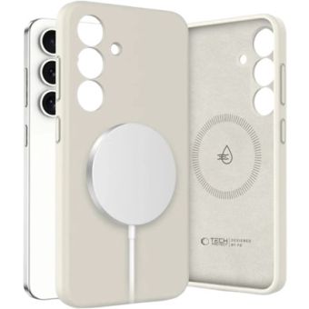 Tech-Protect Liquid Silicone MagSafe Samsung Galaxy S25 5G S931 Cosmic Latte