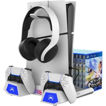 iPega P5S023, multifunkčný nabíjací RGB stojan s chladením PS5/PS5 Slim White (Poškodené Balenie)