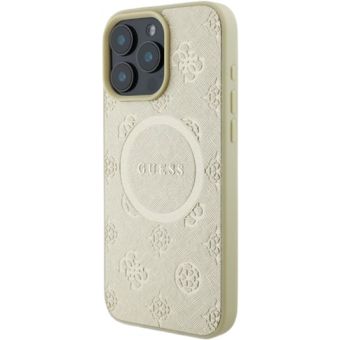 Guess Saffiano Peony Stamp MagSafe Apple iPhone 16 Pro Max GUHMP16XPSAPSMED Gold