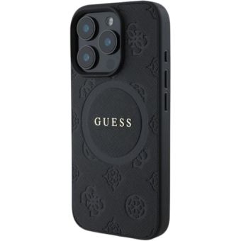 Guess Saffiano Peony Stamp MagSafe Apple iPhone 16 Pro GUHMP16LPSAPSMEK Black