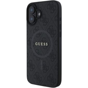 Guess PU Leather 4G Colored Ring MagSafe Apple iPhone 16 Plus GUHMP16MG4GFRK Black