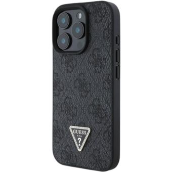 Guess PU 4G Strass Triangle Metal Logo Apple iPhone 16 Pro Max GUHCP16XP4TDPK Black