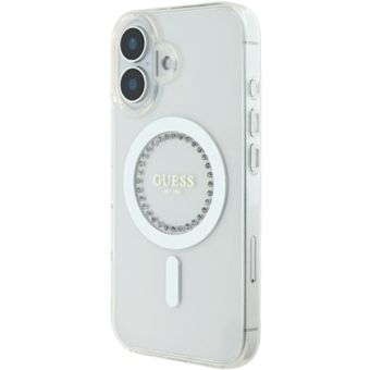Guess IML Rhinestones Ring MagSafe Apple iPhone 16 GUHMP16SPFTDTEH White