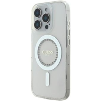 Guess IML Rhinestones Ring MagSafe Apple iPhone 16 Pro Max GUHMP16XPFTDTEH White