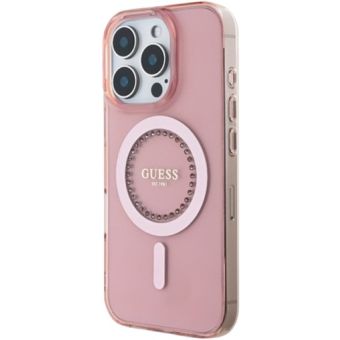 Guess IML Rhinestones Ring MagSafe Apple iPhone 16 Pro GUHMP16LPFTDTEP Pink