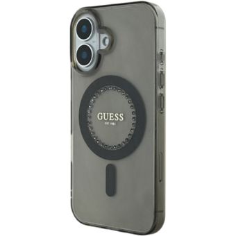 Guess IML Rhinestones Ring MagSafe Apple iPhone 16 GUHMP16SPFTDTEK Black
