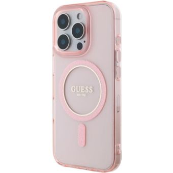 Guess IML Glitter Ring MagSafe Apple iPhone 16 Pro GUHMP16LHFGEREP Pink