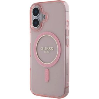 Guess IML Glitter Ring MagSafe Apple iPhone 16 GUHMP16SHFGEREP Pink
