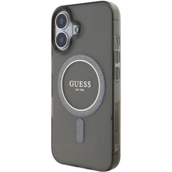 Guess IML Glitter Ring MagSafe Apple iPhone 16 GUHMP16SHFGEREK Black