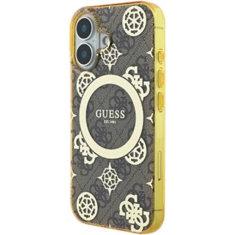 Guess IML 4G Peony MagSafe Apple iPhone 16 GUHMP16SH4PYEEW Brown