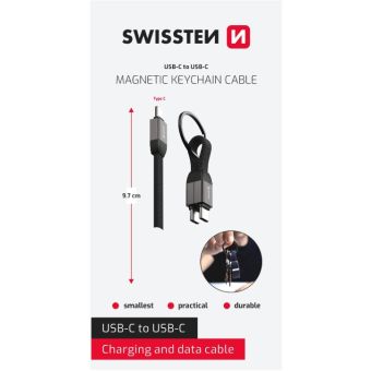 SWISSTEN MAGNETICKÝ KEYCHAIN kábel USB-C/USB-C 9.7cm 60W 3A
