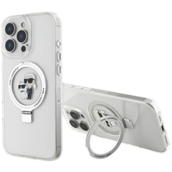 Karl Lagerfeld Ringstand Karl and Choupette MagSafe Apple iPhone 16 Pro Max KLHMP16XHMRSKCH White