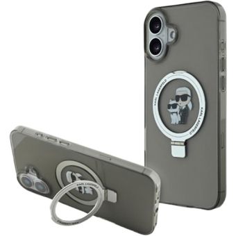 Karl Lagerfeld Ringstand Karl and Choupette MagSafe Apple iPhone 16 KLHMP16SHMRSKCK Black