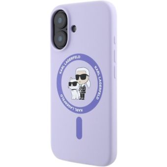 Karl Lagerfeld Liquid Silicone Karl and Choupette MagSafe Apple iPhone 16 KLHMP16SSCMKCRHU Purple