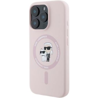 Karl Lagerfeld Liquid Silicone Karl and Choupette MagSafe Apple iPhone 16 Pro Max KLHMP16XSCMKCRHP Pink