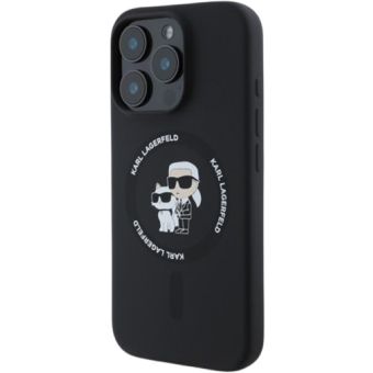 Karl Lagerfeld Liquid Silicone Karl and Choupette MagSafe Apple iPhone 16 Pro KLHMP16LSCMKCRHK Black