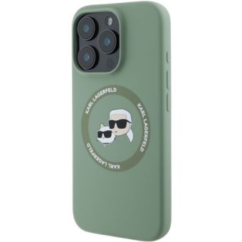 Karl Lagerfeld Liquid Silicone K&CH Heads MagSafe Apple iPhone 16 Pro Max KLHMP16XSKCHTCA Kaki