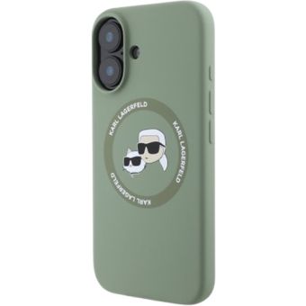 Karl Lagerfeld Liquid Silicone K&CH Heads MagSafe Apple iPhone 16 KLHMP16SSKCHTCA Kaki