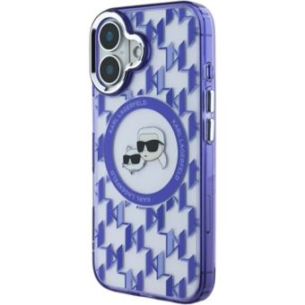 Karl Lagerfeld IML Monogram K&CH Heads MagSafe Apple iPhone 16 KLHMP16SHMCKMHU Purple