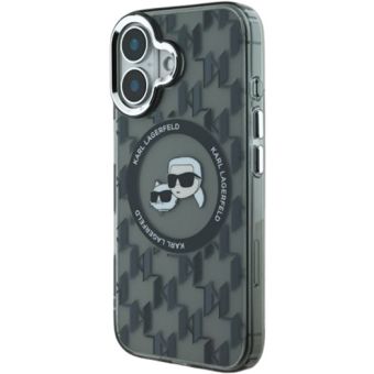 Karl Lagerfeld IML Monogram K&CH Heads MagSafe Apple iPhone 16 KLHMP16SHMCKMHK Black