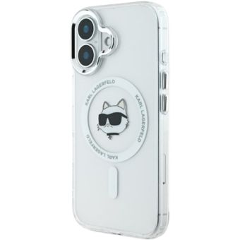 Karl Lagerfeld IML Chúpette Head Metal Frame MagSafe Apple iPhone 16 KLHMP16SHLSCHH Transparent