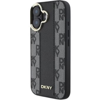 DKNY PU Leather Checkered Pattern Magsafe Apple iPhone 16 Plus DKHMP16MPCPVSLK Black