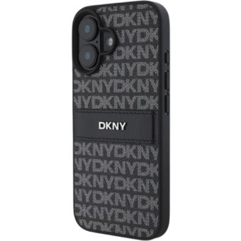 DKNY PU Leather Repeat Pattern Tonal Stripe Apple iPhone 16 DKHCP16SPRTHSLK Black
