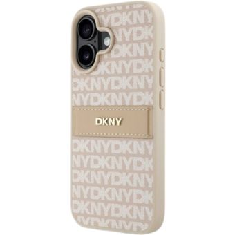 DKNY PU Leather Repeat Pattern Tonal Stripe Apple iPhone 16 DKHCP16SPRTHSLP Pink