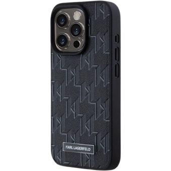 Karl Lagerfeld PU Leather Monogram Metal Logo Magsafe Apple iPhone 14 Pro Max KLHMP14XPKHPORPK Black