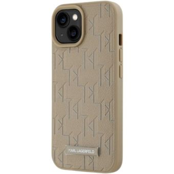 Karl Lagerfeld PU Leather Monogram Metal Logo Magsafe Apple iPhone 14 KLHMP14SPKHPORPE Beige