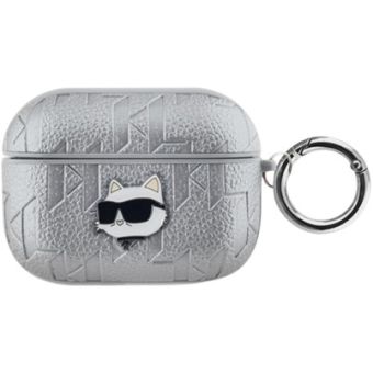 Karl Lagerfeld PU Embossed Choupette Head Apple AirPods Pro KLAPPGCHPS Silver