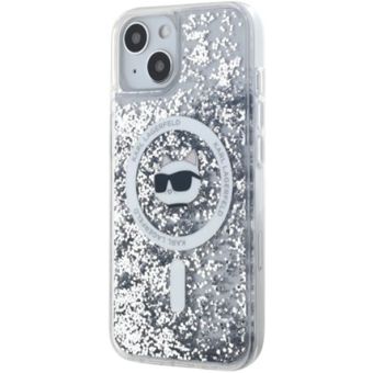 Karl Lagerfeld Liquid Glitter Choupette Head Magsafe Apple iPhone 15 KLHMP15SLGCHSGH Transparent