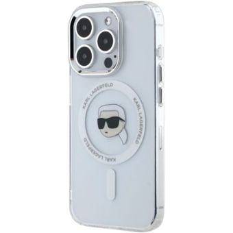 Karl Lagerfeld IML Karl Head Metal Frame MagSafe Apple iPhone 15 Pro Max KLHMP15XHLSKIH Transparent