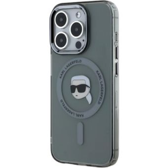 Karl Lagerfeld IML Karl Head Metal Frame MagSafe Apple iPhone 15 Pro KLHMP15LHLSKIK Black