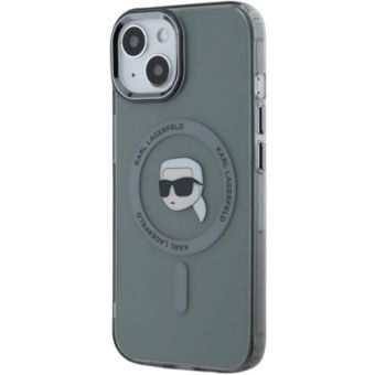 Karl Lagerfeld IML Karl Head Metal Frame MagSafe Apple iPhone 15 KLHMP15SHLSKIK Black